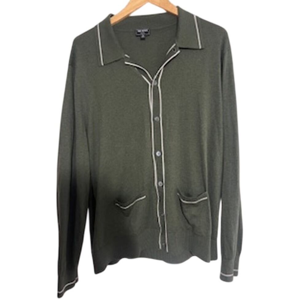 Todd Snyder Men's sz XL Olive Green Mn’s Cardigan Silk/Cotton